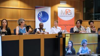 Panelists presenting at a hall in the European Parliament (EP)